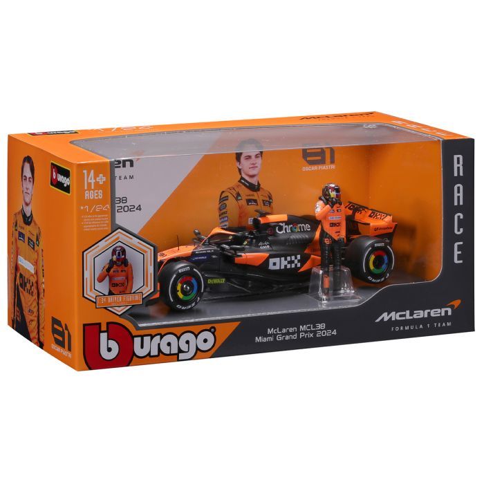 Масштабна модель автомобіля Bburago Автомодель з фігуркою - McLaren MCL38, 1:24 (18-28040) зображення 4