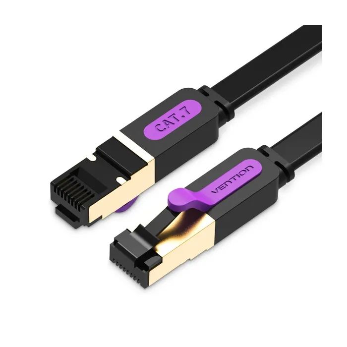 Патч-корд 15м, UTP cat 7 RJ-45 flat black Vention (ICABN)