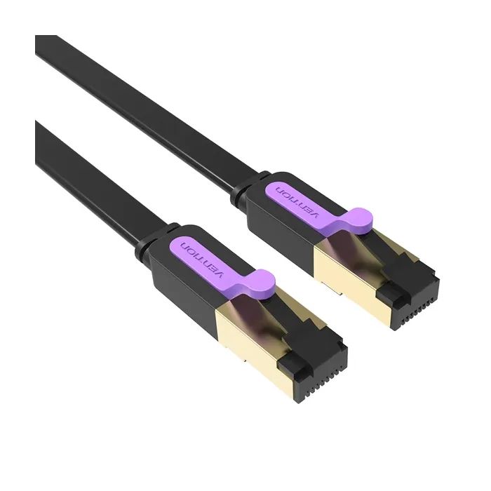 Патч-корд 15м, UTP cat 7 RJ-45 flat black Vention (ICABN) изображение 2