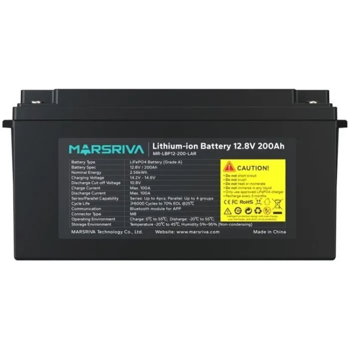 Батарея LiFePo4 Marsriva 12.8V 200Ah 2.56kWh (MR-LBP12-200-LAR) зображення 2