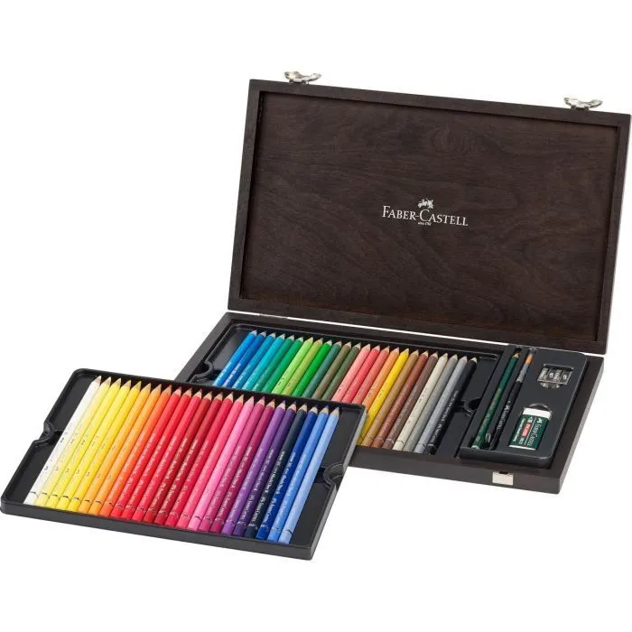 Карандаши цветные Faber-Castell Drer 48 кол. + аксесуари в дерев'яному пеналі, 117506 (26081)