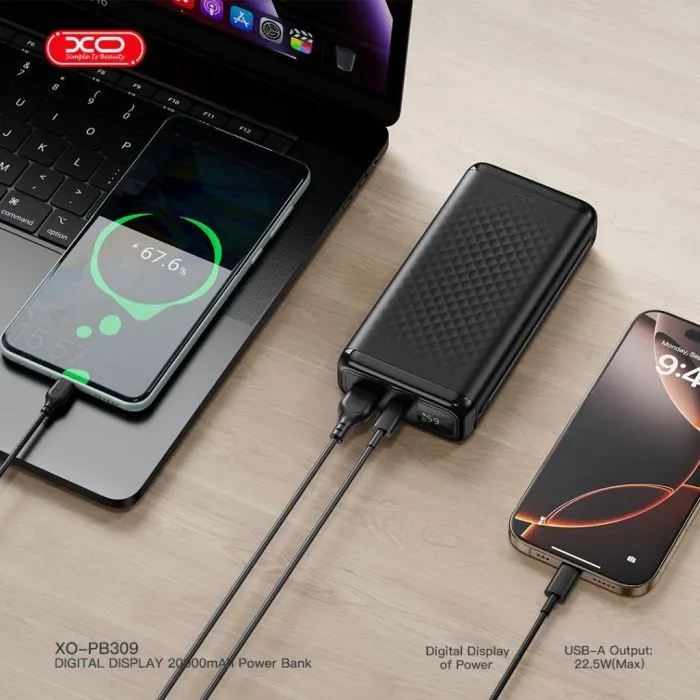 Батарея універсальна XO 20000mAh, 22.5W, black (XO-PB309-BK) зображення 6