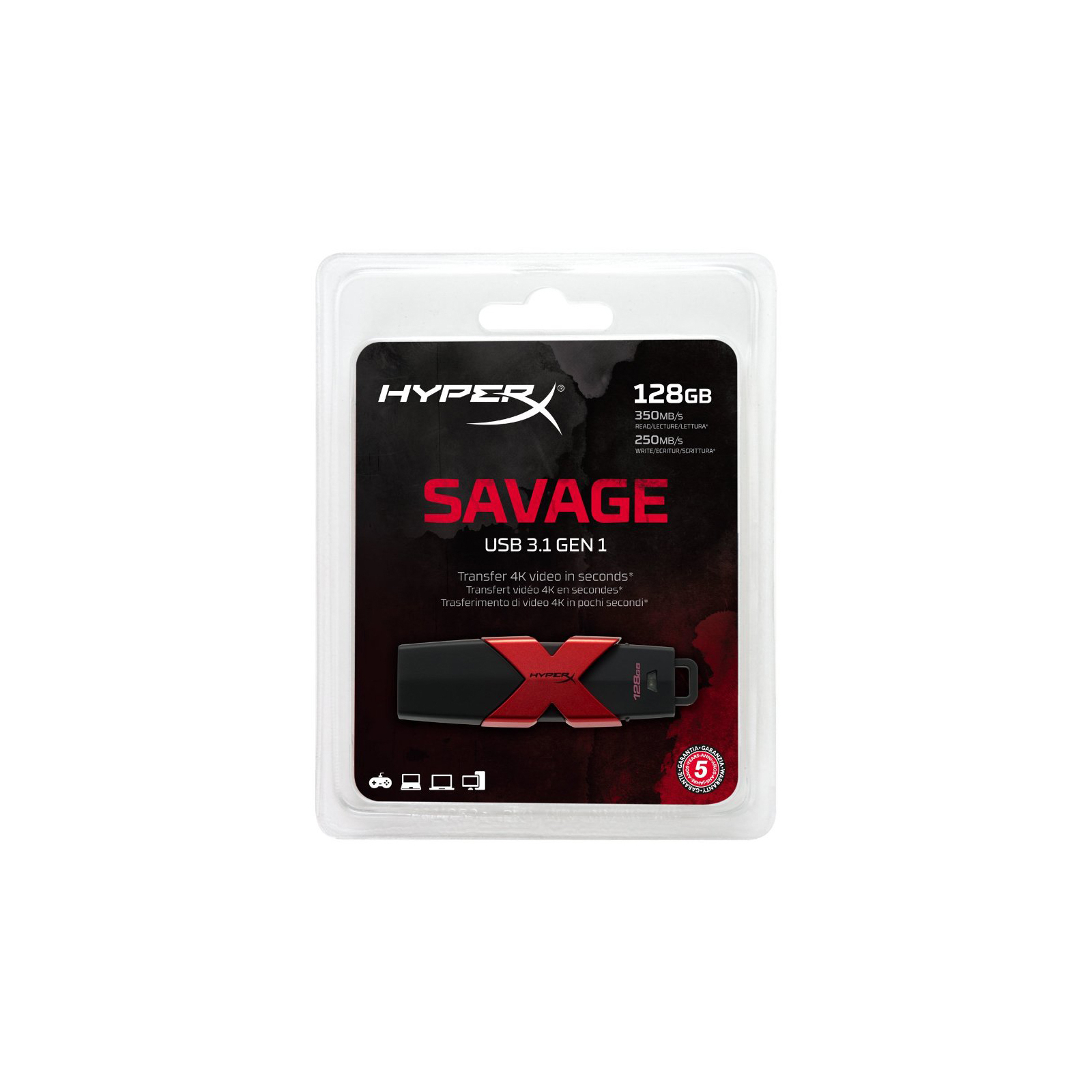 USB флеш накопитель Kingston 64GB HyperX Savage USB 3.1 (HXS3/64GB) изображение 4