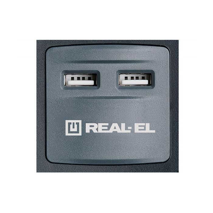 Сетевой фильтр питания REAL-EL RS-8F USB CHARGE 3m, black (EL122300004) изображение 2