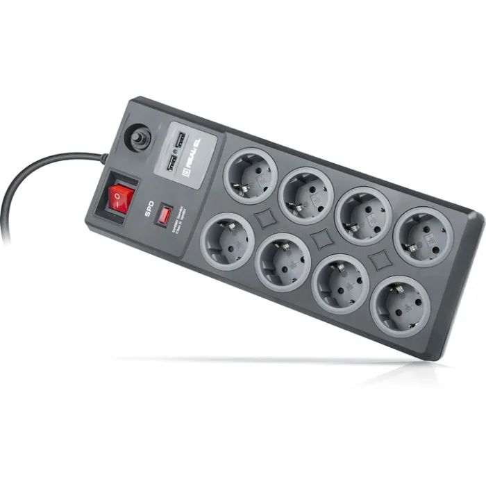 Мережевий фільтр живлення REAL-EL RS-8F USB CHARGE 3m, black (EL122300004) зображення 8