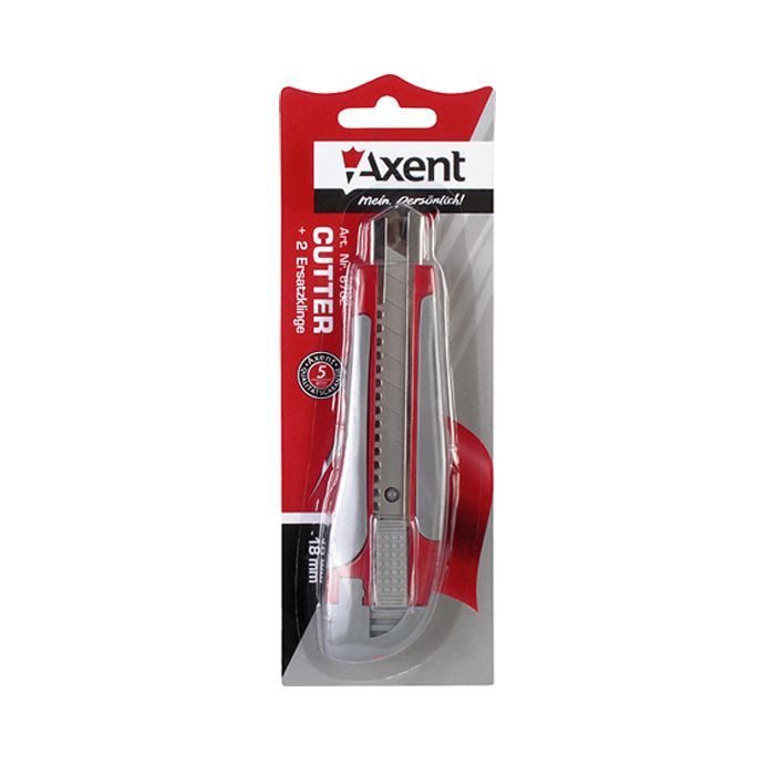 Нож канцелярский Axent 18мм, metal runners, rubber inserts (6702-А) изображение 2