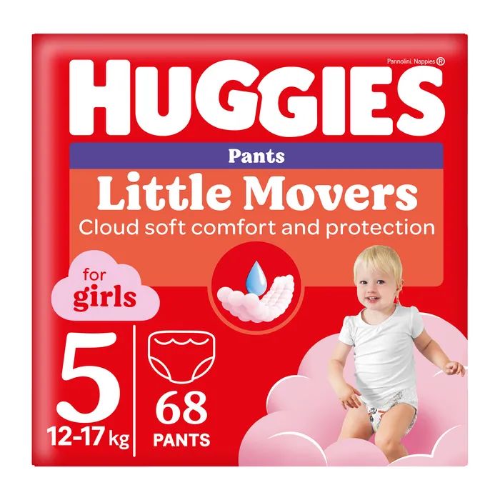 Подгузники Huggies Little Movers/Pants 5 (12-17 кг) Box для девочек 68 шт (5029053564111)