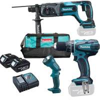 Шуруповерт Makita LXT (DHP456, DHR241, DML185, DC18RC, BL1830x2) (DLX3008)