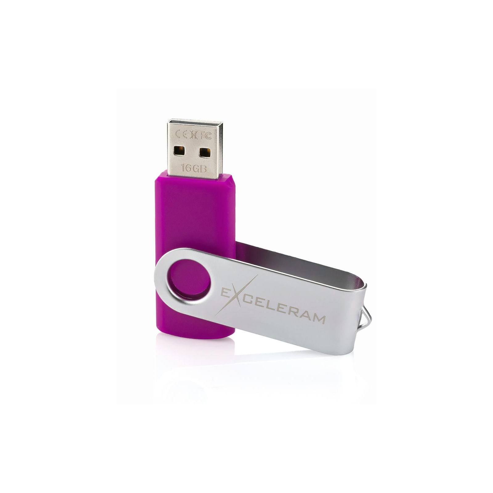 USB флеш накопитель eXceleram 16GB P1 Series Silver/Purple USB 2.0 (EXP1U2SIPU16) изображение 3