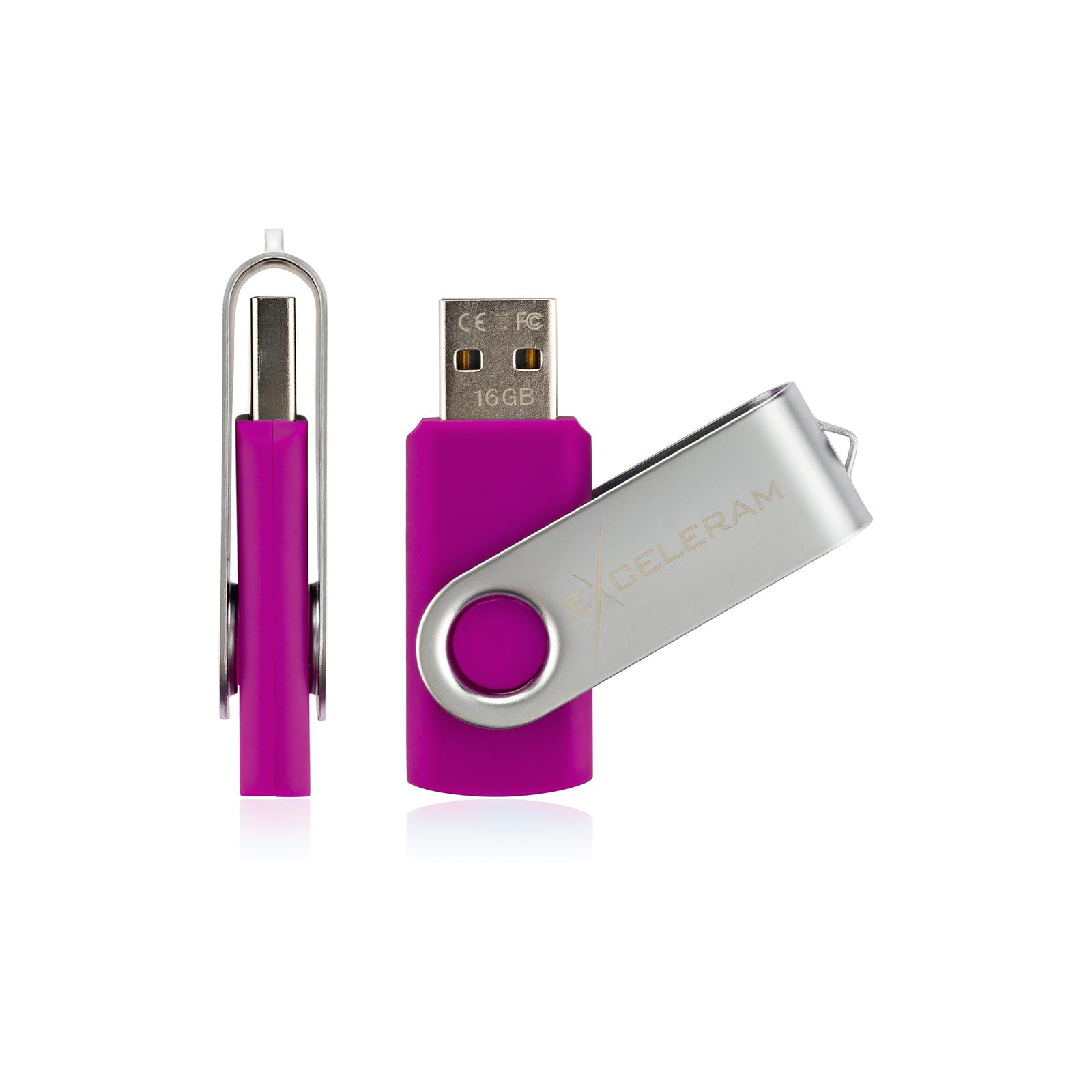 USB флеш накопитель eXceleram 16GB P1 Series Silver/Purple USB 2.0 (EXP1U2SIPU16) изображение 4