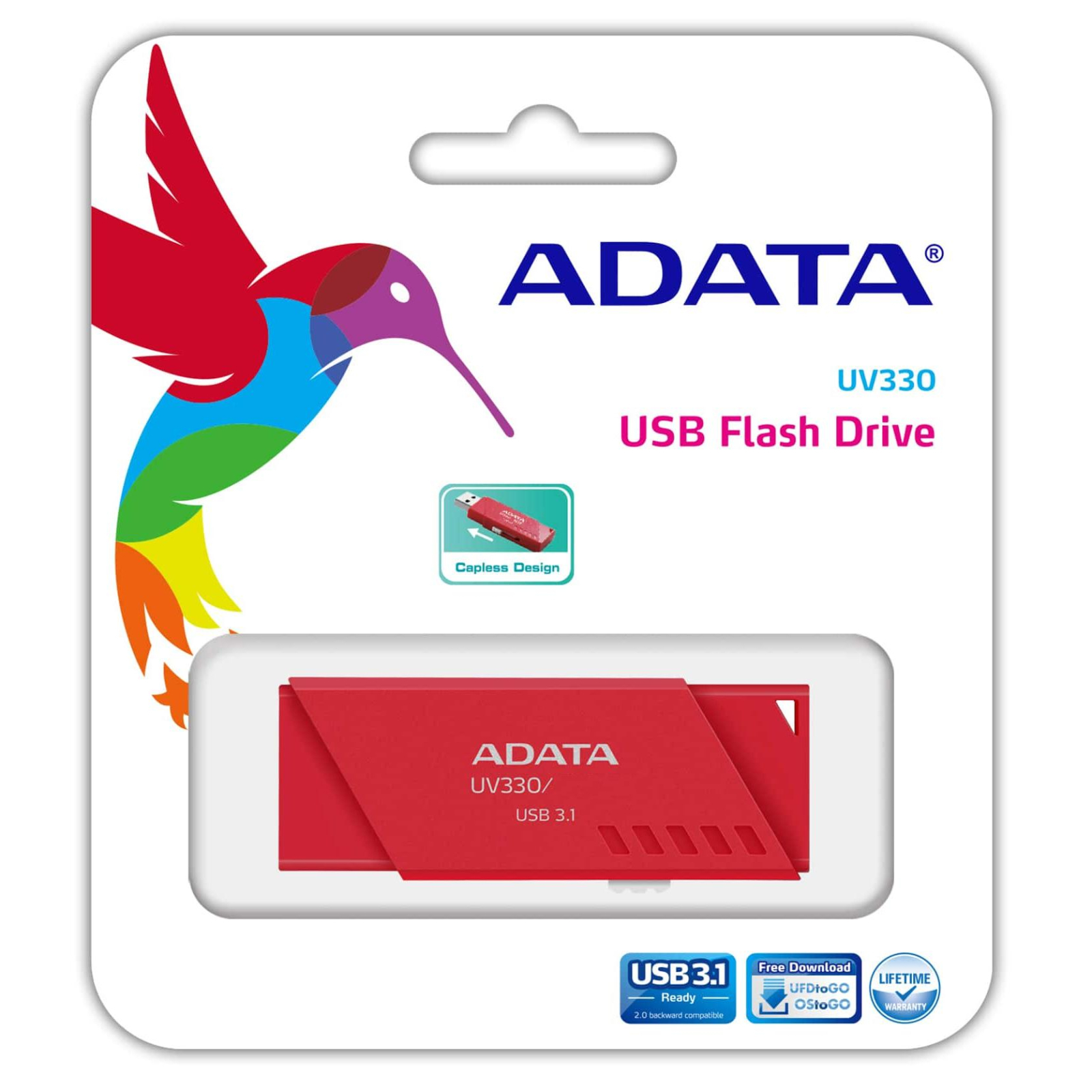 USB флеш накопитель ADATA 16GB UV330 Red USB 3.1 (AUV330-16G-RRD) изображение 4