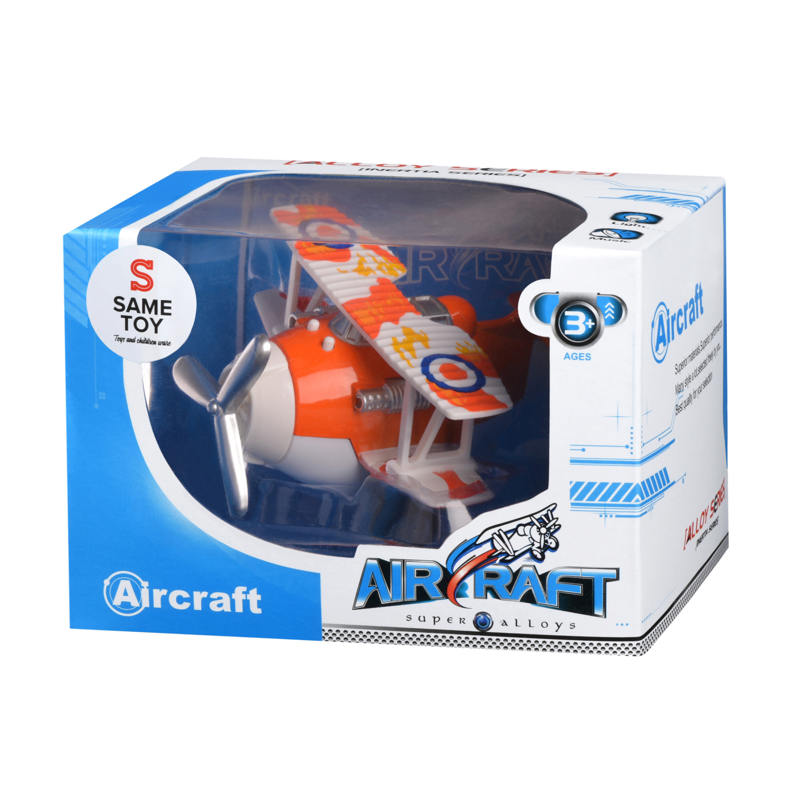 Спецтехніка Same Toy Самолет металический инерционный Aircraft оранжевый со свето (SY8012Ut-1) зображення 5