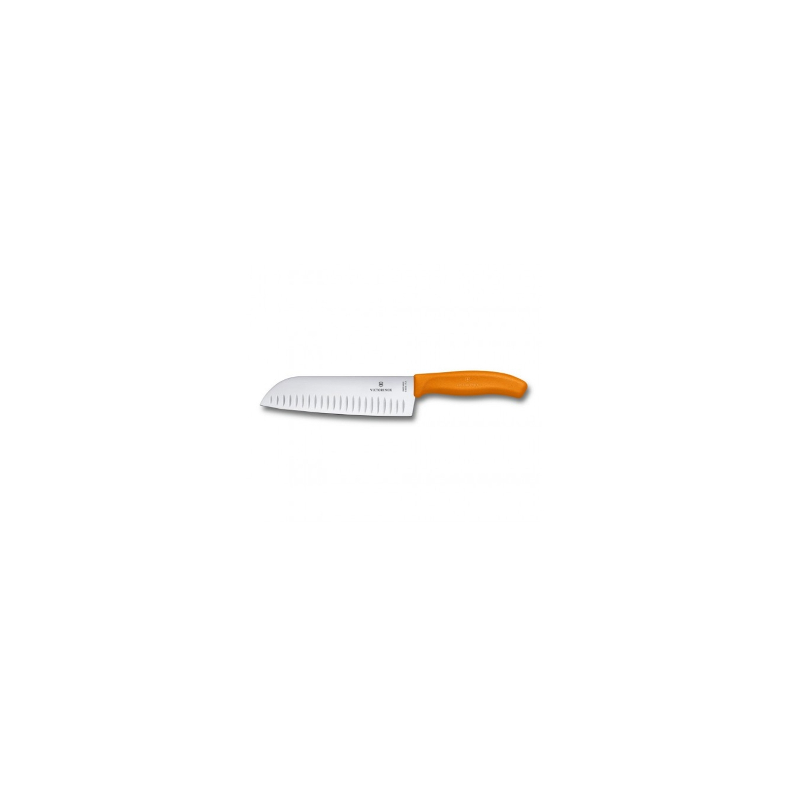 Кухонний ніж Victorinox SwissClassic сантоку 17 см, ребристое лезвие, оранжевый (6.8526.17L9B)
