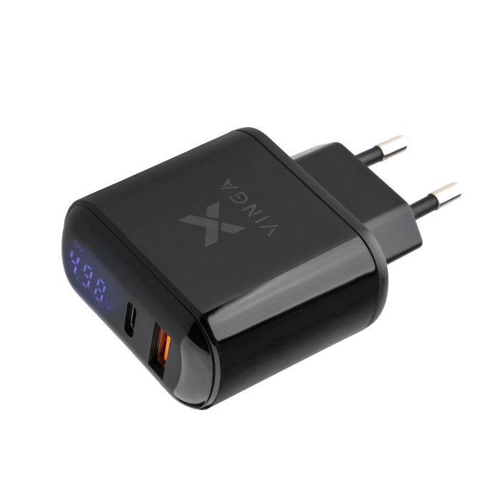 Зарядное устройство Vinga 2 Port QC3.0+PD Display Wall Charger (VWCQPACDBK) изображение 3