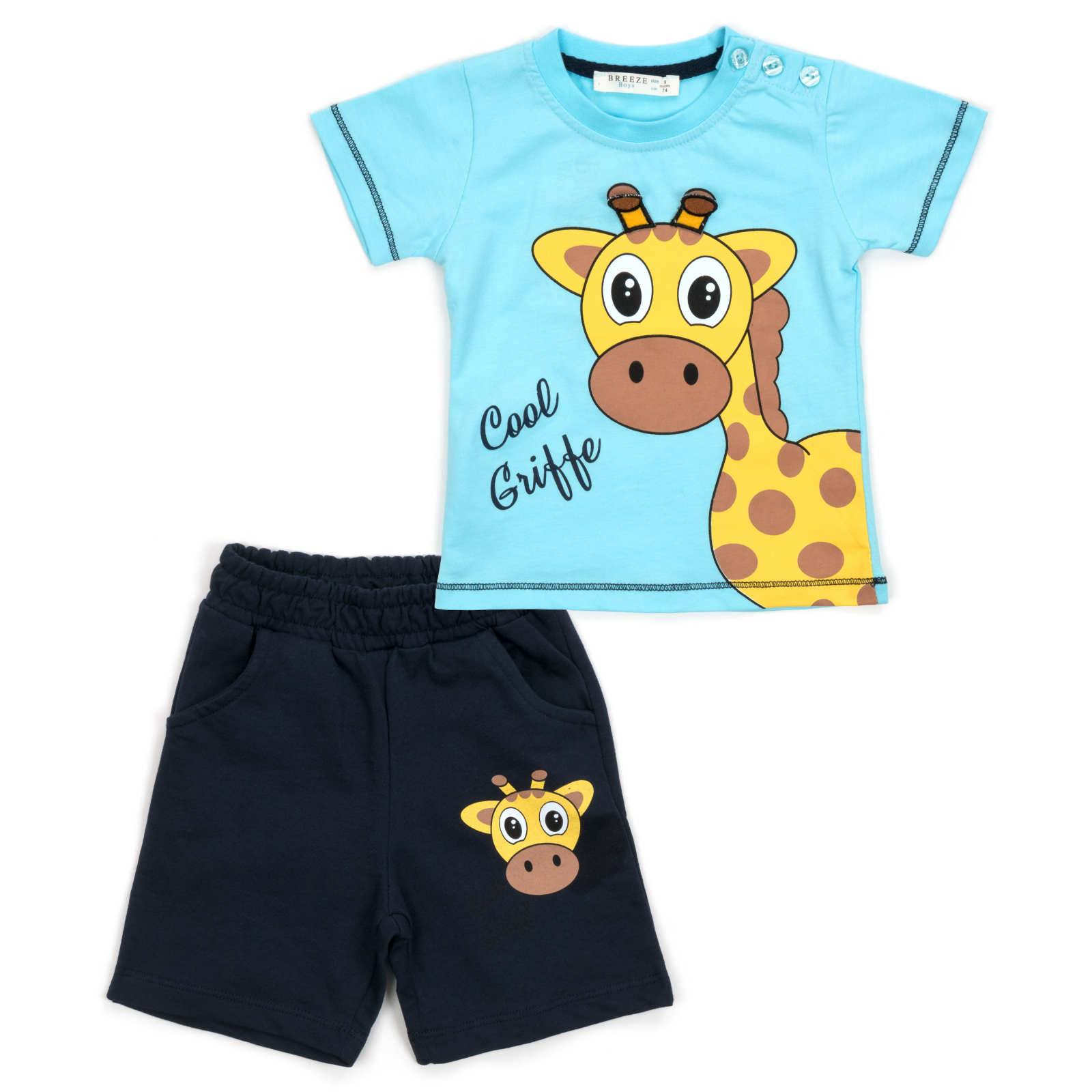 Набор детской одежды Breeze с жирафом (13739-74B-blue)