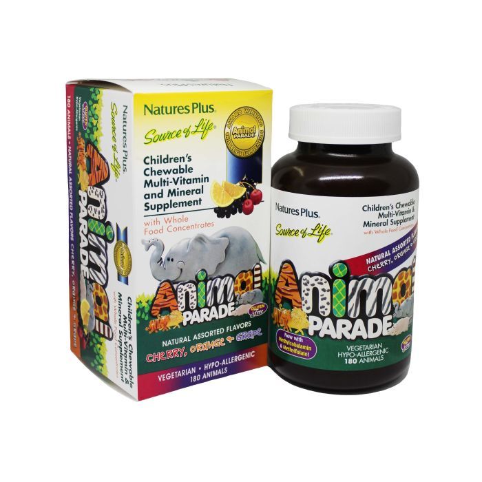 Мультивітамін Natures Plus Мультивітаміни для Дітей, Смак Асорті, Animal Parade, 180 жу (NAP-29982)