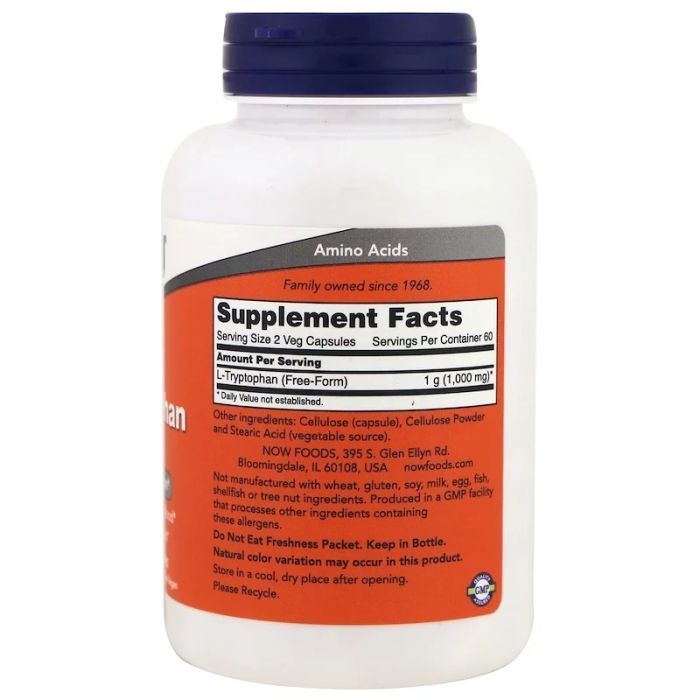 Аминокислота Now Foods L-триптофан, 500 мг, 120 растительных капсул (NOW-00167) изображение 2