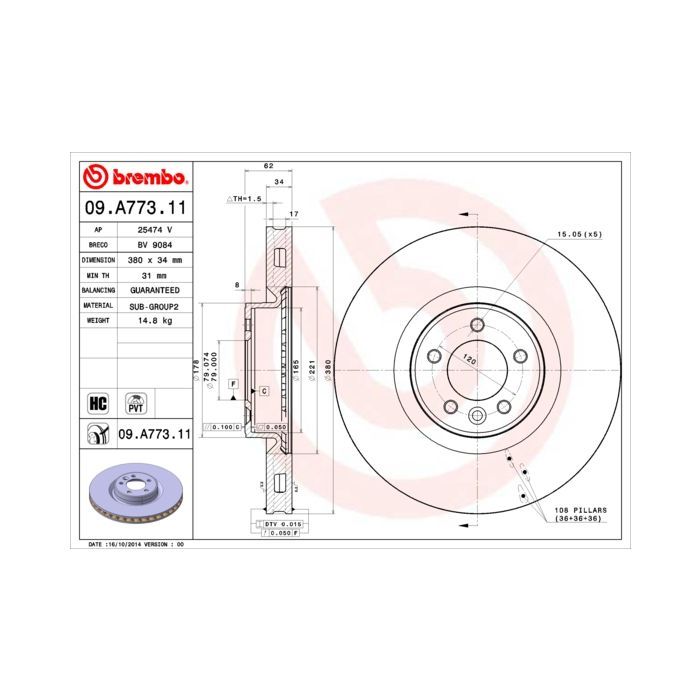 Гальмівний диск Brembo 09.A773.11