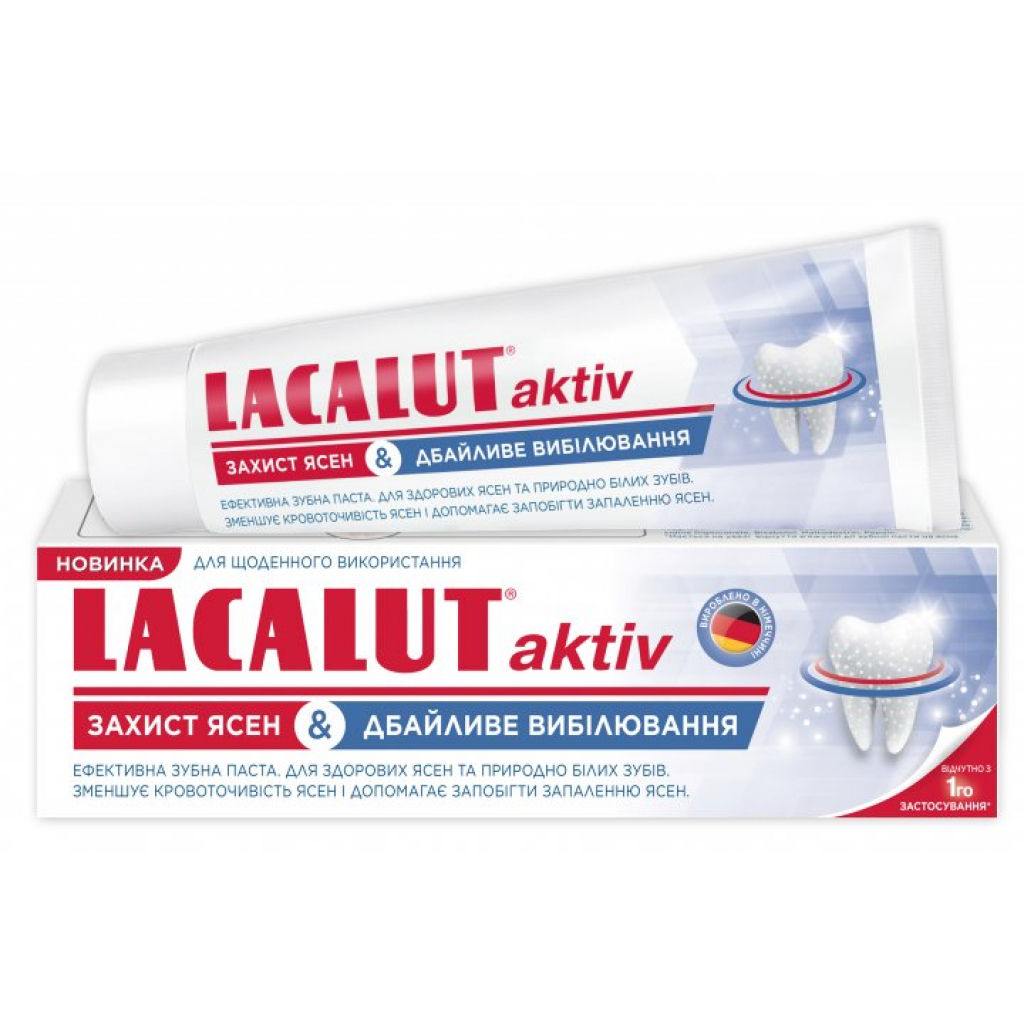 Зубная паста Lacalut aktiv Защита десен & Бережное отбеливание 75 мл (4016369696972)