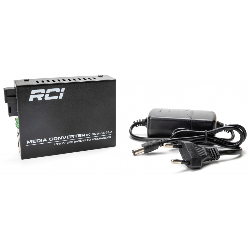 Медіаконвертер RCI 1G, 20km, SC, RJ45, Tx 1310nm standart size metal case (RCI502W-GE-20-A) зображення 3