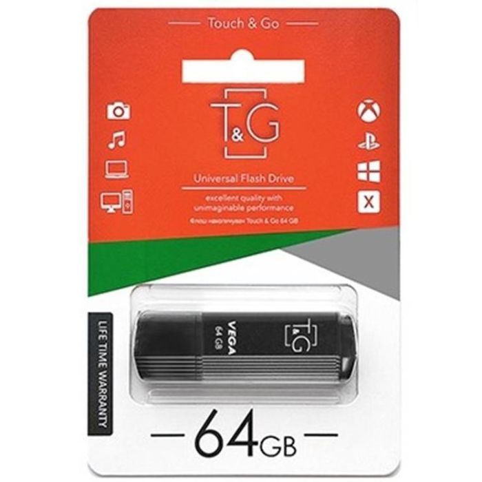 USB флеш накопитель T&G 64GB 121 Vega Series Black USB 2.0 (TG121-64GBBK) изображение 2