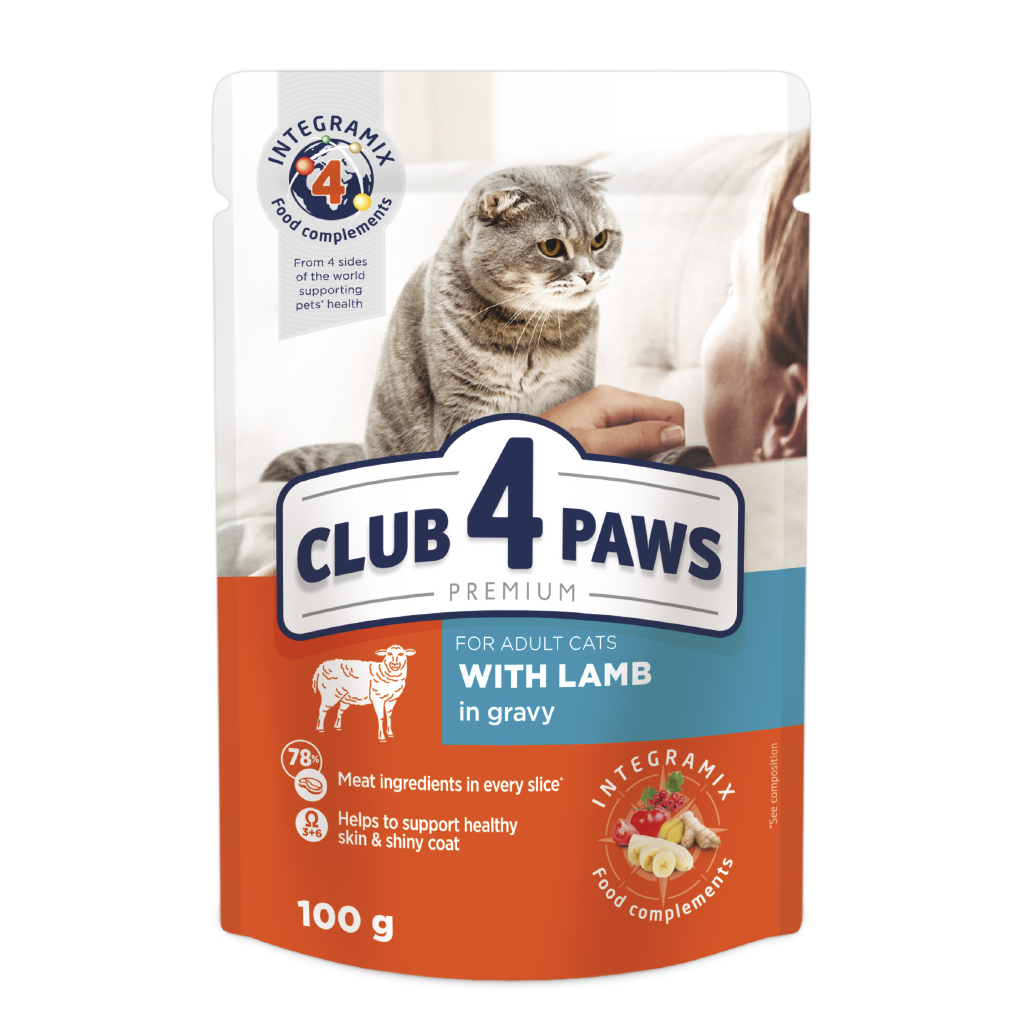 Влажный корм для кошек Club 4 Paws в соусе с ягненком 100 г (4820215364270)