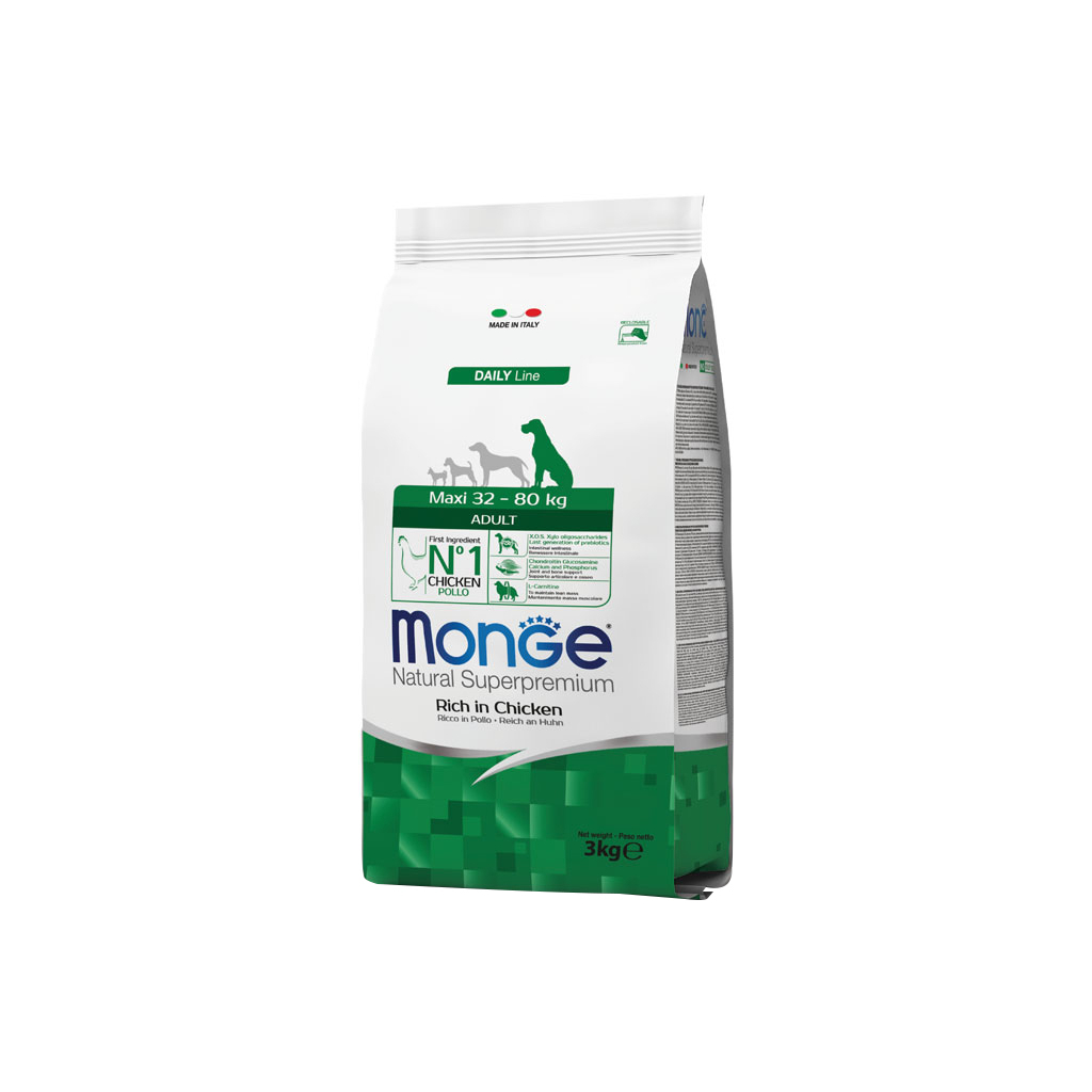Сухий корм для собак Monge Dog Maxi Adult зі смаком курки та рису 3 кг (8009470004343)
