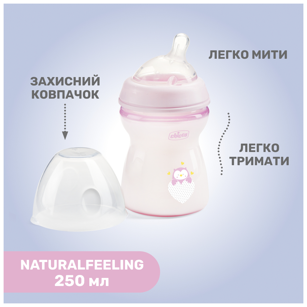 Бутылочка для кормления Chicco Natural Feeling силикон средний поток 250мл розовая (81323.10) изображение 7