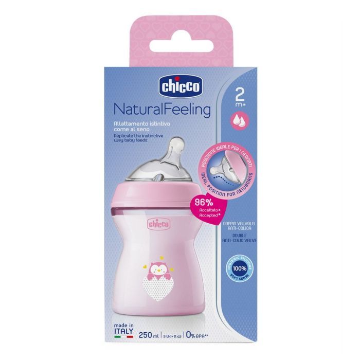 Пляшечка для годування Chicco Natural Feeling силікон середній потік 250мл рожева (81323.10) зображення 8