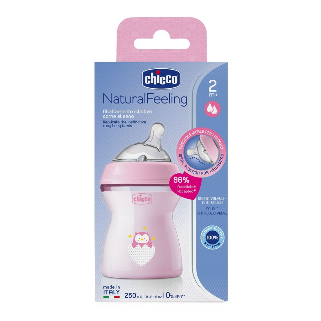 Пляшечка для годування Chicco Natural Feeling силікон середній потік 250мл рожева (81323.10) зображення 8