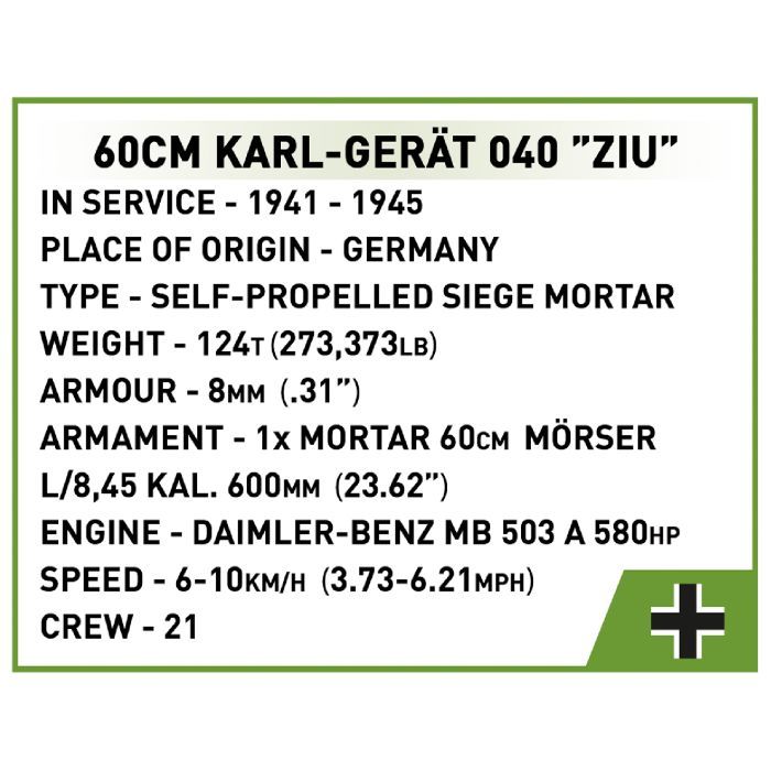 Конструктор Cobi Самоходная мортира Карл 1:28, 1574 деталей (COBI-2560) изображение 12