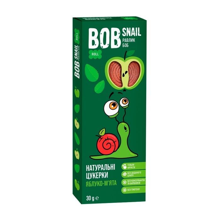 Конфета Bob Snail Улитка Боб Яблочные с мятой 30 г (4820162520262)
