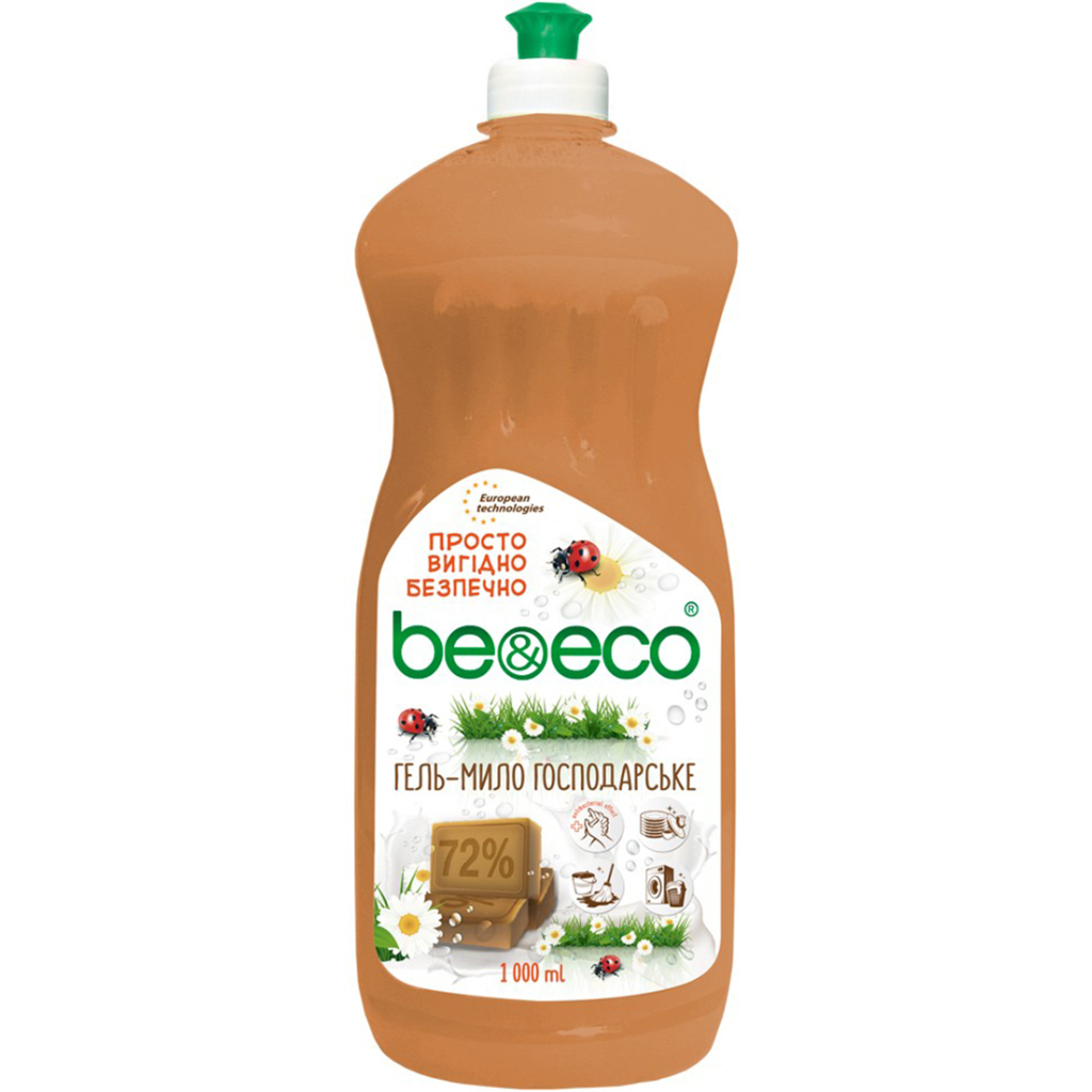 Гель для стирки Be&Eco мыло хозяйственное коричневое 1 л (4820168433757)