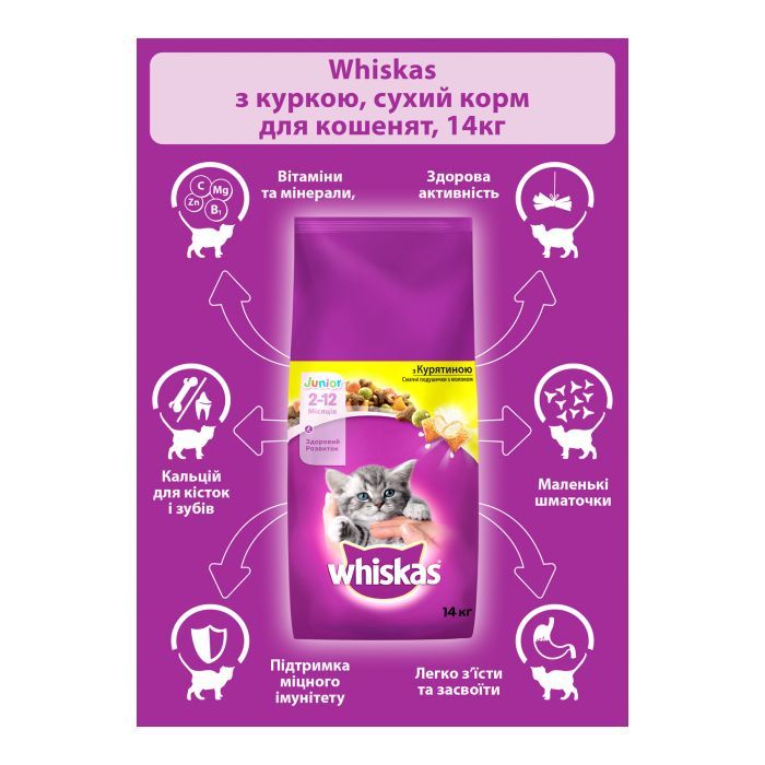 Сухой корм для кошек Whiskas с курицей для котят 14 кг (5900951014369) изображение 4