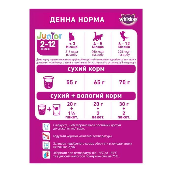 Сухой корм для кошек Whiskas с курицей для котят 14 кг (5900951014369) изображение 5