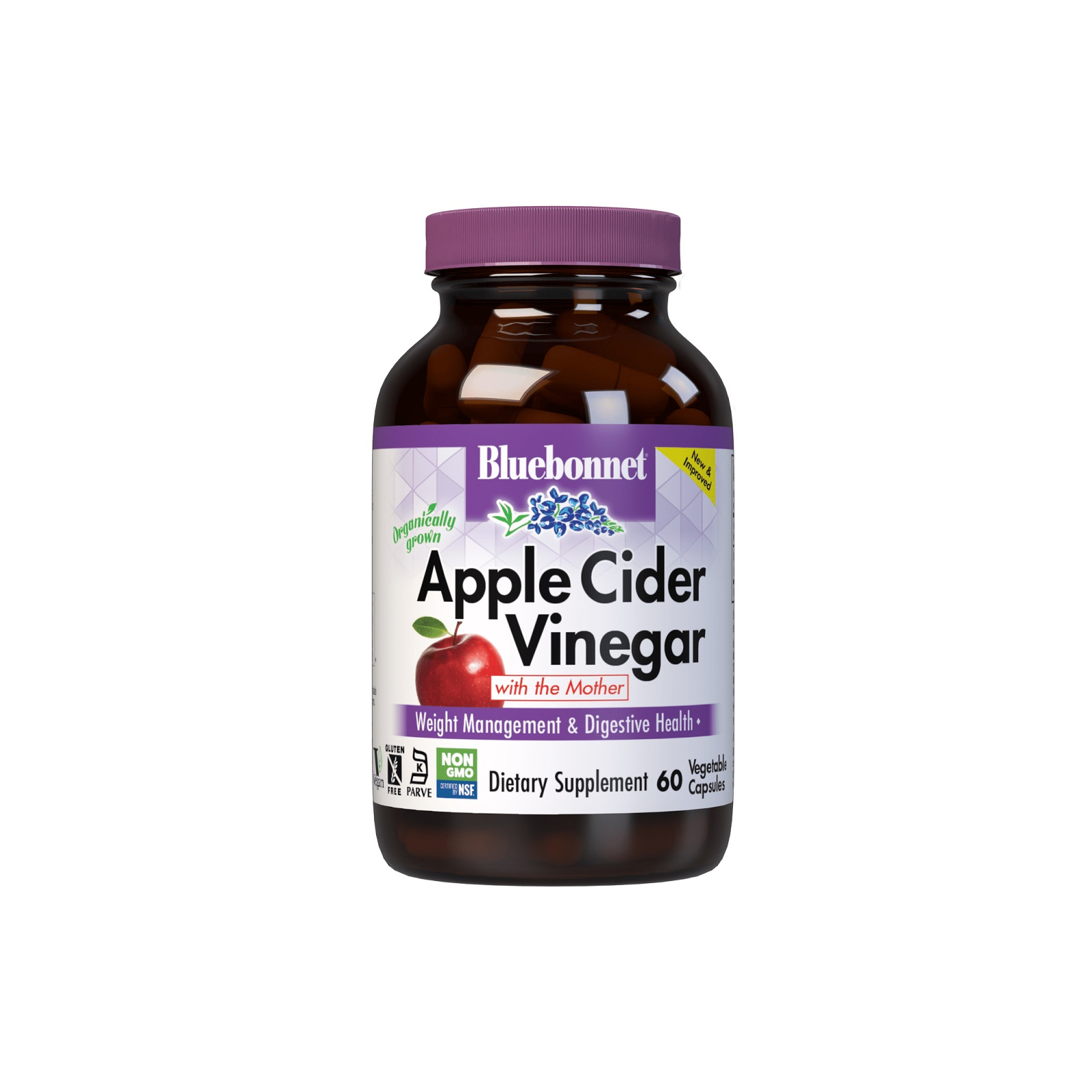 Травы Bluebonnet Nutrition Яблочный уксус, Apple cider vinegar, 60 вегетарианских капсул (BLB0982)