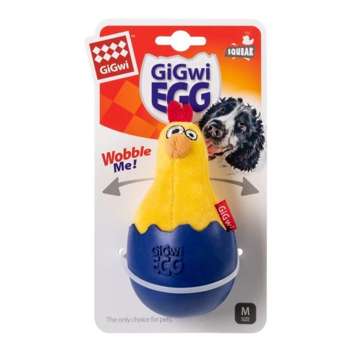 Игрушка для собак GiGwi Basic Цыпленок-неваляшка с пискавкой 14 см (75476) изображение 2