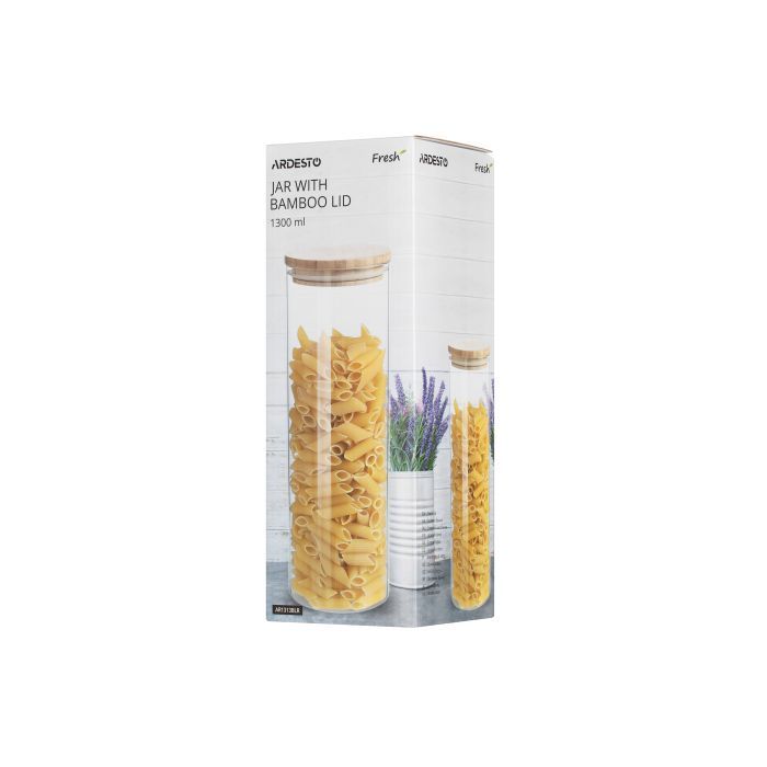 Ємність для сипучих продуктів Ardesto Fresh скло, бамбук 1300 мл (AR1313BLR) зображення 3