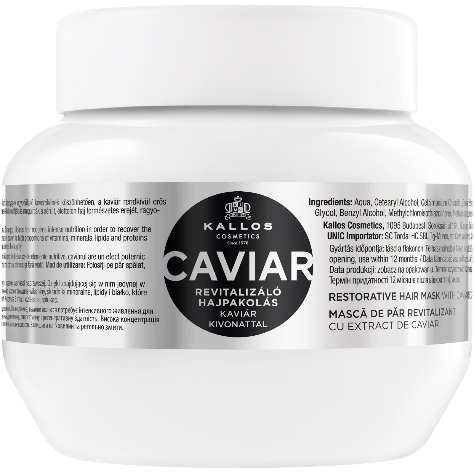 Маска для волос Kallos Cosmetics Caviar для восстановления волос с экстрактом черной икры 275 мл (5998889515966)