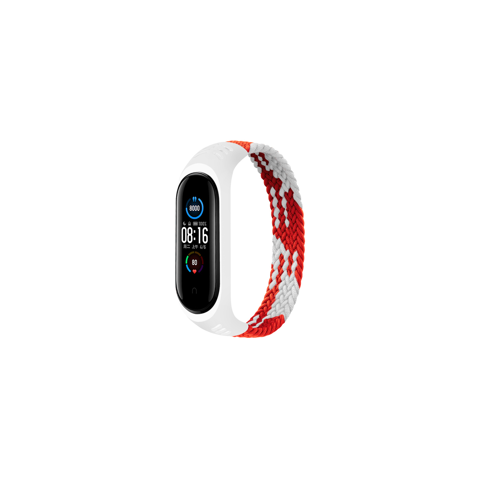 Ремешок для фитнес браслета BeCover Elastic Nylon Style для Xiaomi Mi Smart Band 5/6 (Size L) Red-White (706159)