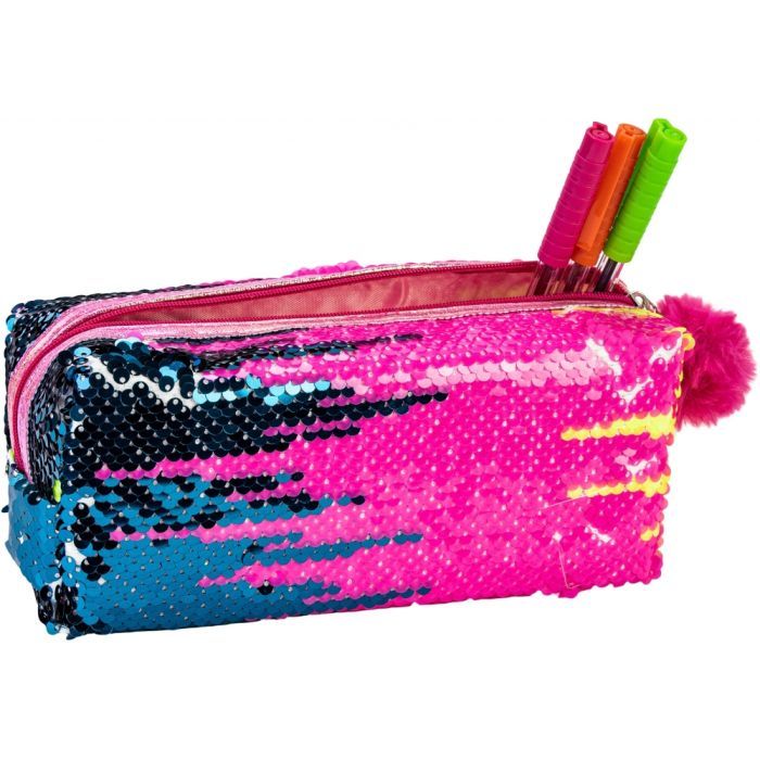 Пенал Cool For School з паєтками та помпоном 1 відділення жовтий (CF87054) зображення 2