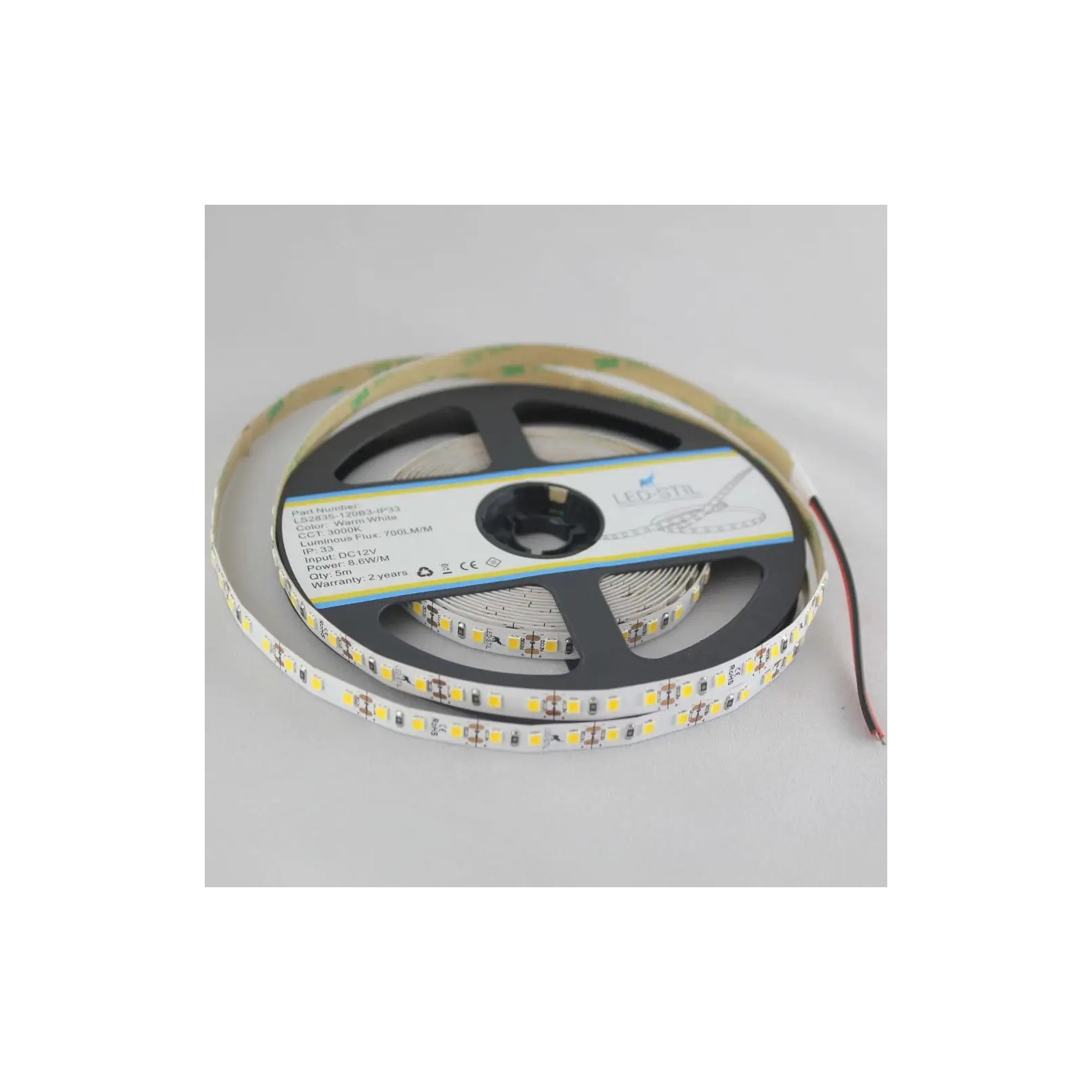 Світлодіодна стрічка LED-STIL 3000K 8,6 Вт/м 2835 120 діодів IP33 12 Вольт 700 lm (LS2835-120B3-IP33) зображення 3
