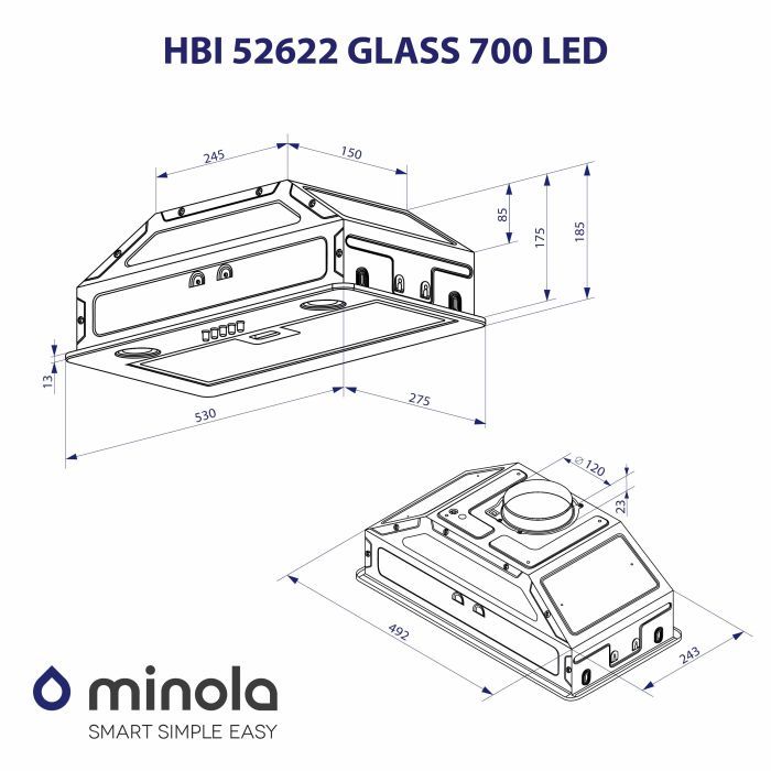 Витяжка кухонна Minola HBI 52622 BL GLASS 700 LED зображення 10