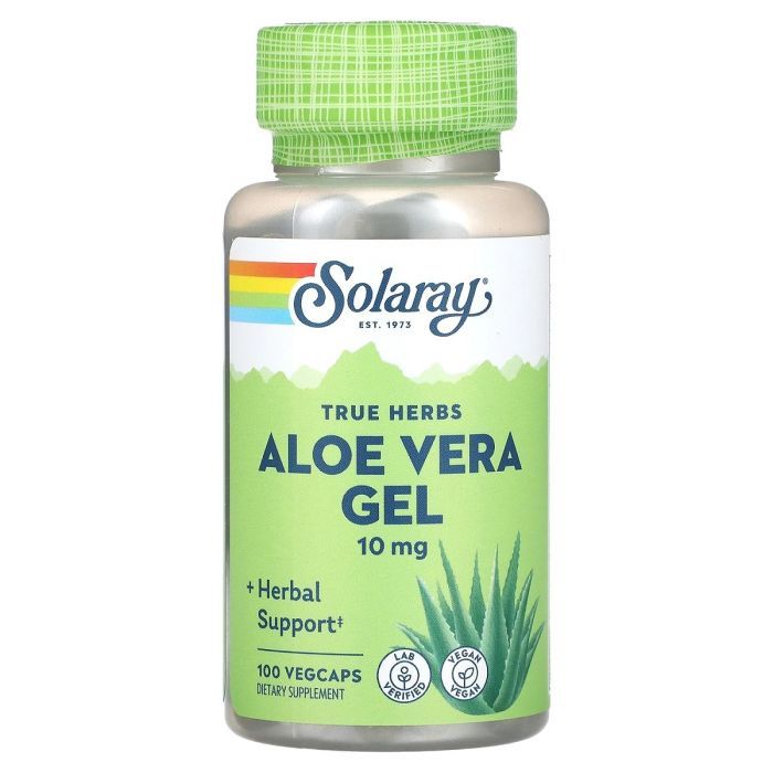 Травы Solaray Алоэ вера, концентрированный гель, 10 мг, Aloe Vera Gel, 100 вег (SOR00120)