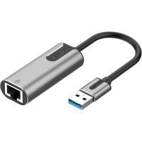 Переходник USB 3.0 to Ethernet RJ45 1000Mb Aluminum black Vention (CEWHB)