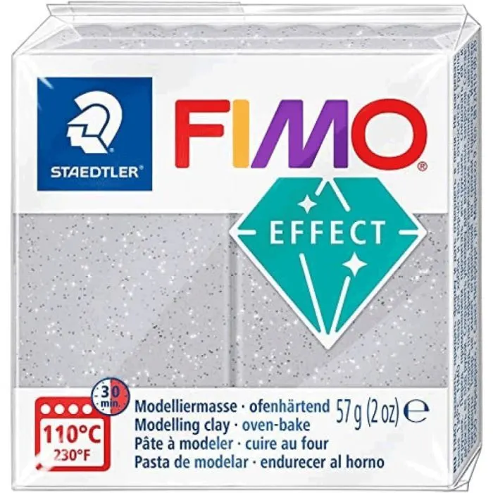 Пластика Fimo Effect, Серебро с блестками, 57 г (4007817096307)