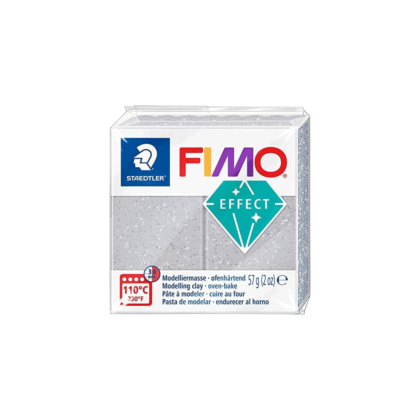 Пластика Fimo Effect, Срібло з блискітками, 57 г (4007817096307)