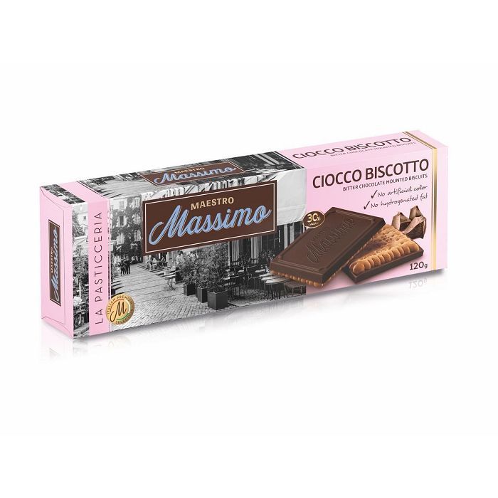 Печенье Maestro Massimo Ciocco Biscotto Dark с черным шоколадом 120 г (8050705430468)