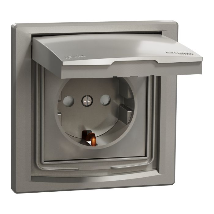 Розетка Schneider Electric ASFORA IP44, антрацит (EPH3100371) изображение 2