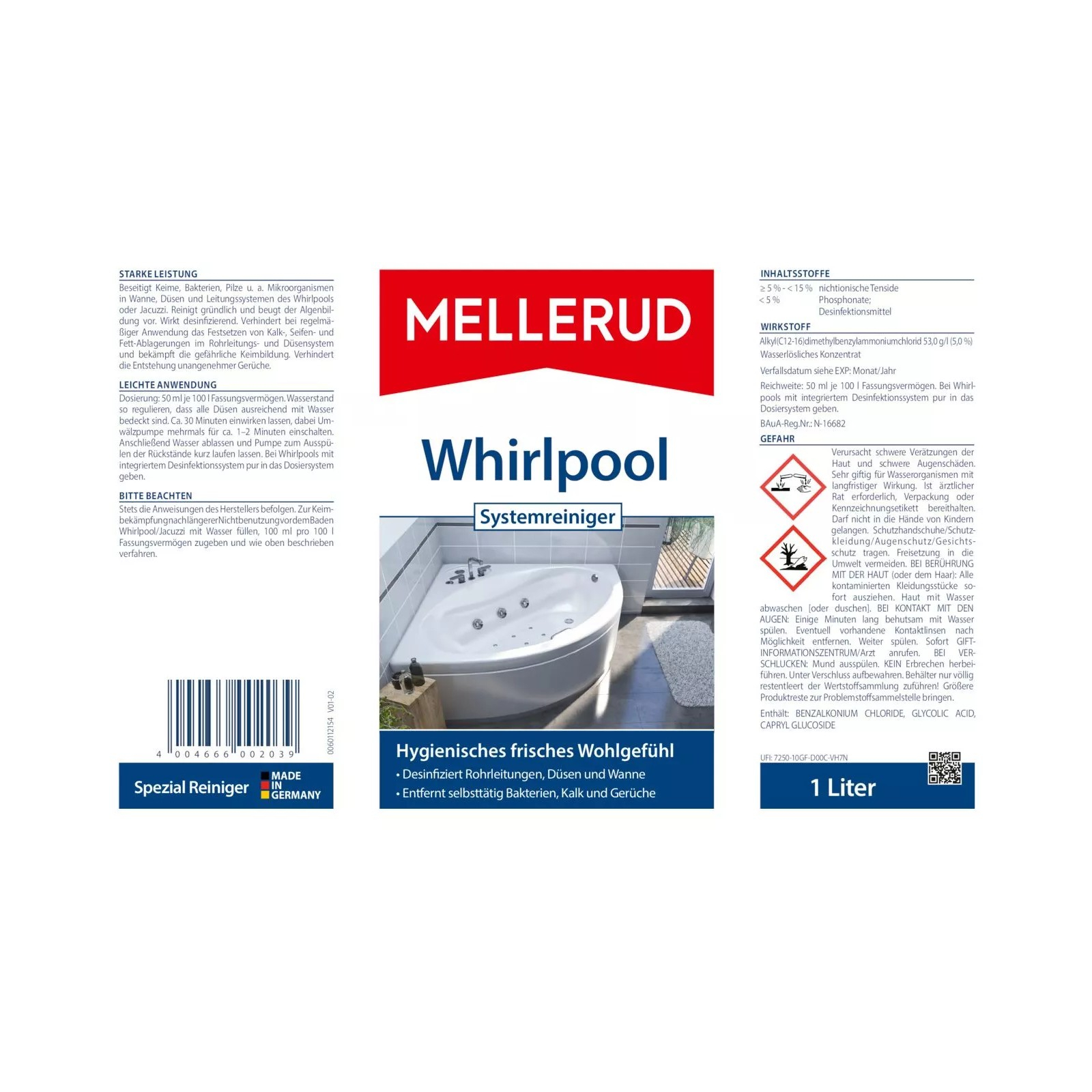 Рідина для чищення ванн Mellerud Для чищення та гігієни гідромасажних систем 1 л (4004666002039) зображення 5